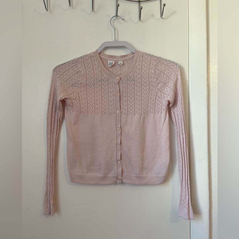 Gap Kids Eyelet Crop Cardigan Sweater